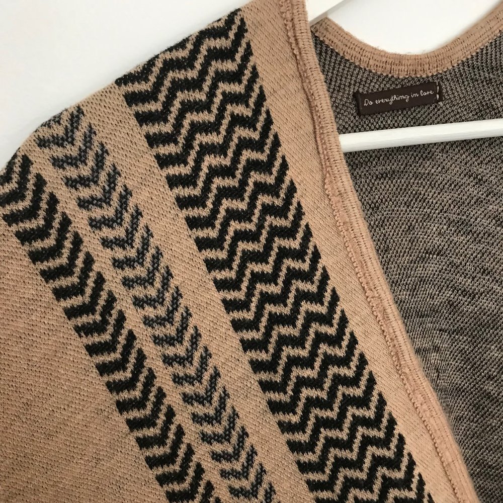 Camel and Black Sweater Shawl